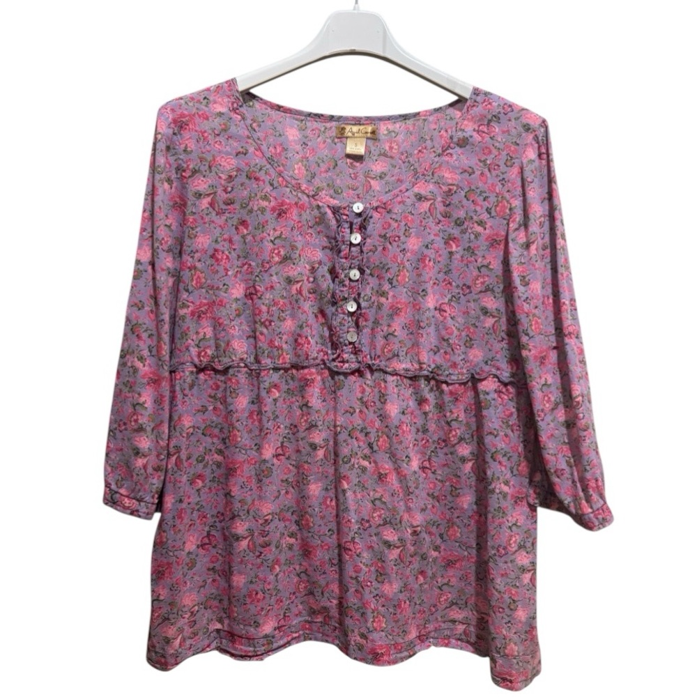 April Cornel Pink Floral Top Sz S